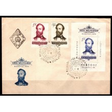 50-året for forfatteren M. Jokais død. Miniark og FDC. (First Day Cover)